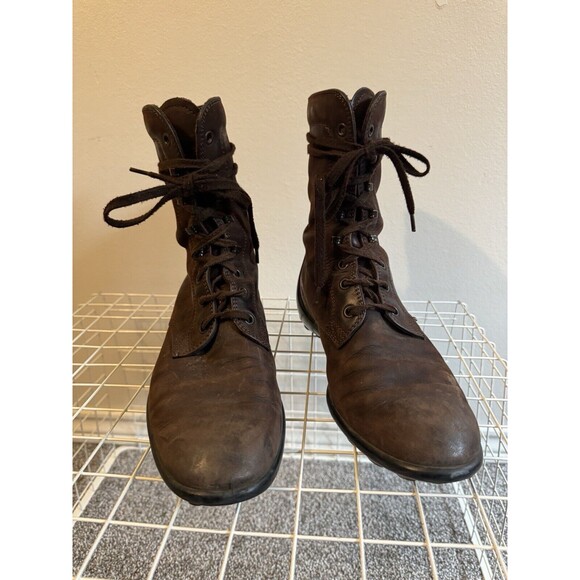 Tod's Lace-up Combat Boots in Dark Brown Suede Leather Italy Vibram Size 38.5 8 - Picture 4 of 11